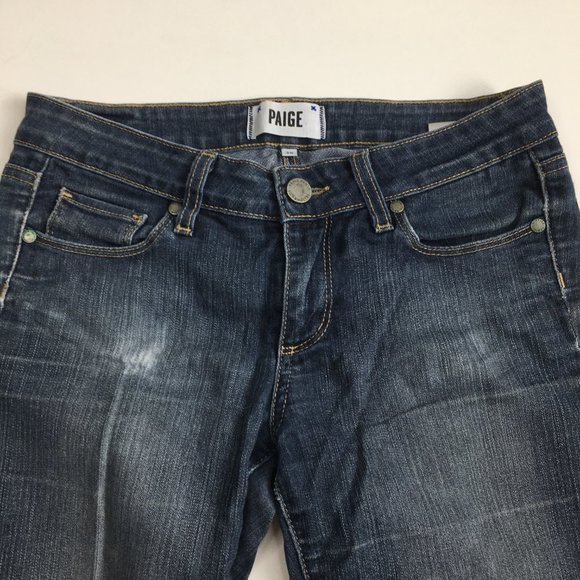 PAIGE Premium Denim Medium Wash PEG SKINNY 5 Pocket Logo Hardware Jeans - Picture 4 of 16